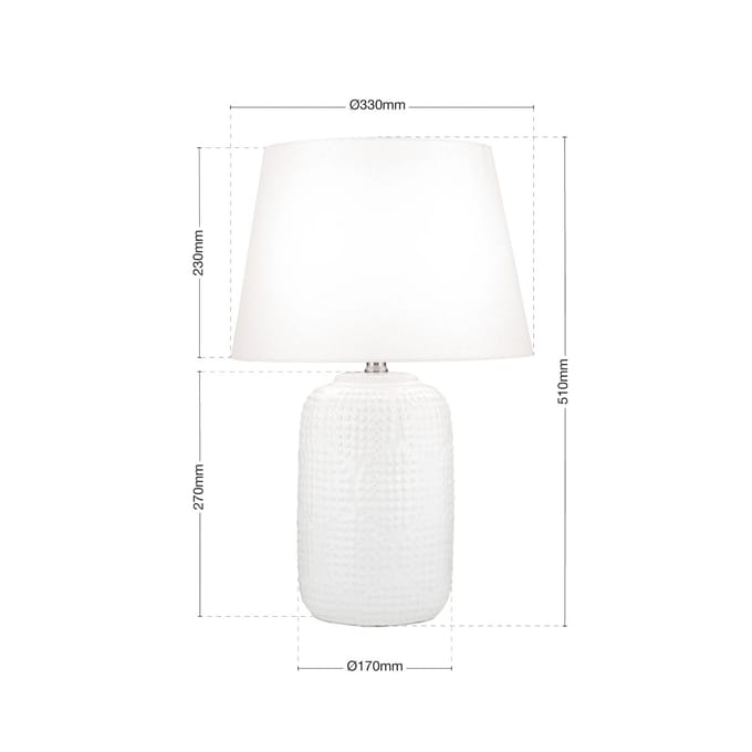 ORION Coral tafellamp, wit, hoogte 51 cm, keramiek/linnen