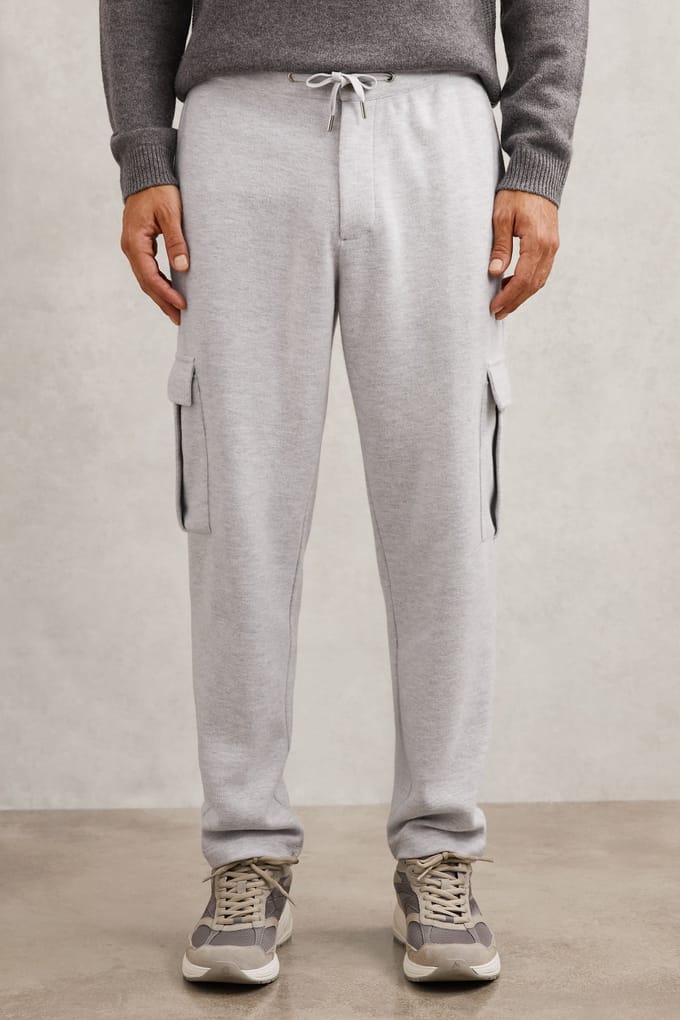 Reiss Jersey Cargo Trouser Grey Marl Größe: XL | Cargohosen Outlet | Herren | Grau