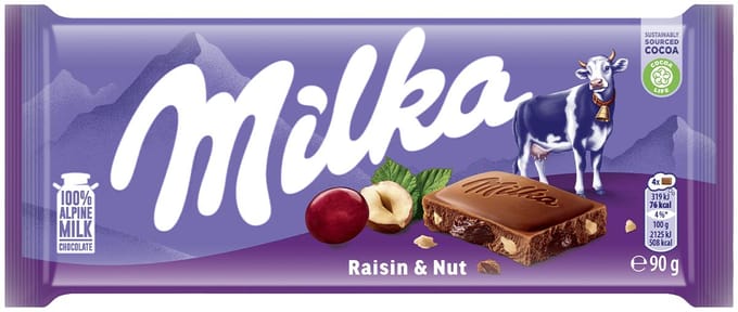 Milka Rozijnen & Noten Melkchocolade 90 g