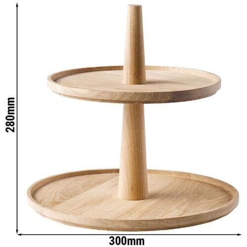 GGM Gastro Etagère - VALO - 2-stufig - Rund - Eichenholz - Höhe: 280mm