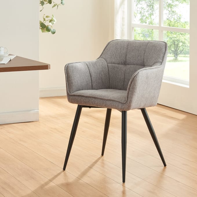 Eetkamerstoel Birmingham set van 4 fauteuils grijs en zwart [en.casa]