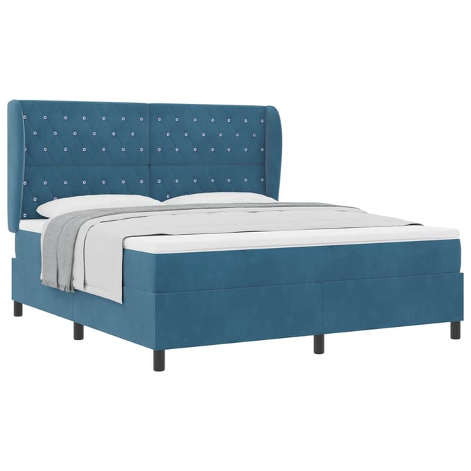 vidaXL - Boxspring - bed - met - hoofdeinde - Donkerblauw - 200 - x - 180 - cm - Fluweel
