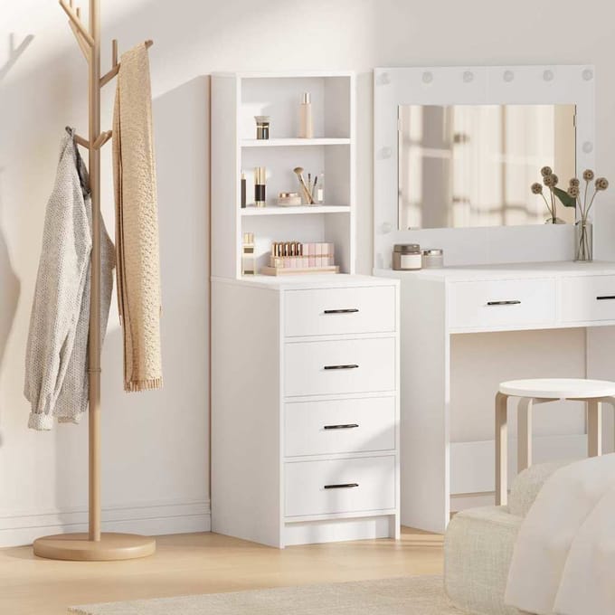 vidaXL - Highboard - Wit - 40 - x - 41 - x - 135 - cm - Bewerkt - hout