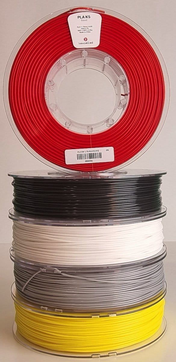 Kexcelled PLA Combideal - 3D Printer Filament - 5 x 500g (Rood, Zwart, Wit, Grijs, Geel) - 1.75mm