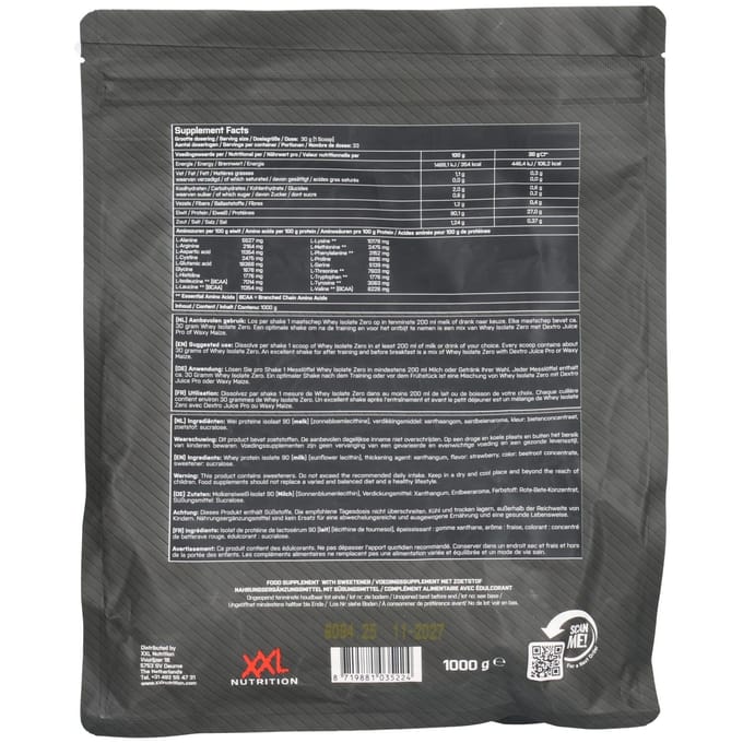 XXL Nutrition Whey Isolate Zero Aardbei 1000 gram