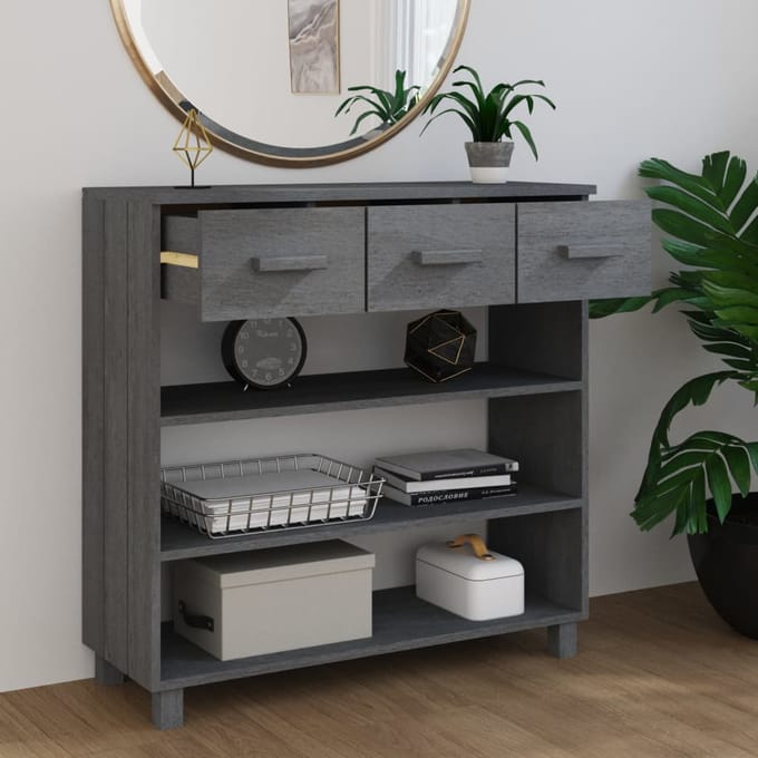 vidaXL - Wandtafel - HAMAR - 90x35x90 - cm - massief - grenenhout - donkergrijs