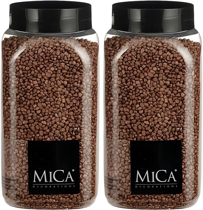 Mica Decorations decoratie stenen/granulaat - 2x - 650ml - koper - hobby steentjes