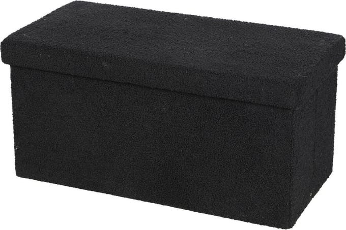 Urban Living Poef Square BOX - hocker - opbergbox - zwart - polyester/mdf - 76 x 38 x 38 cm - opvouwbaar - Extra groot/2-zits model