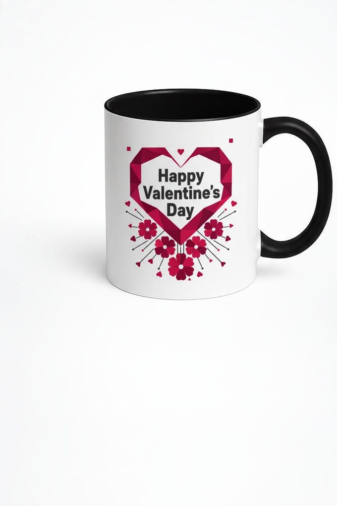 Valentijnsdag Mok Happy Valentine's Day met Geometrisch Hart Design