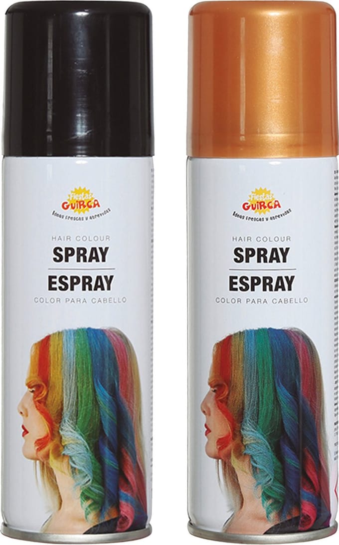 Fiesta Guirca Carnaval verkleed haar verf/spray - zwart en goud - spuitbus - 125 ml