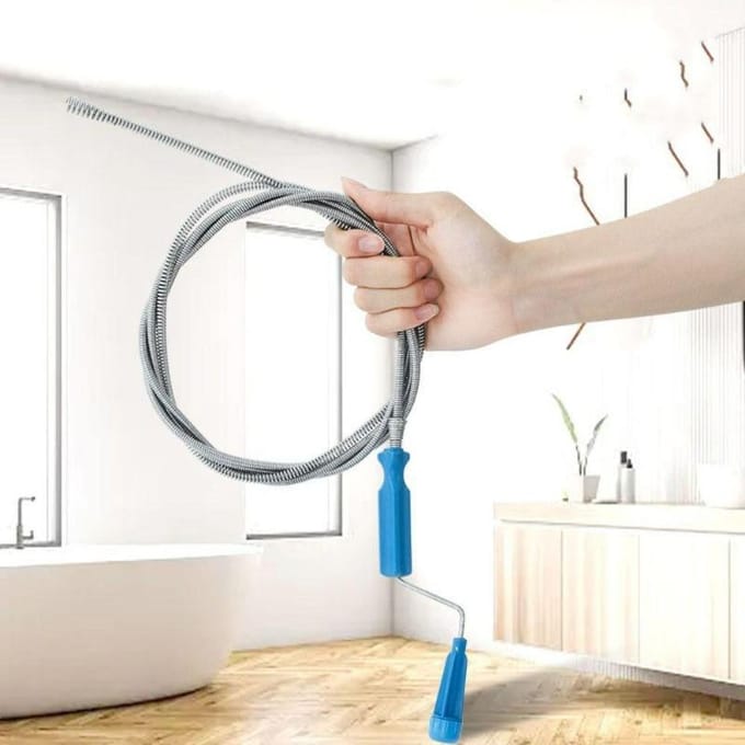 Handige rioolbaggertool Flexibele pijpleidingverstoppingsverwijderaar Afvoerontstopper Badkamer 2m gray