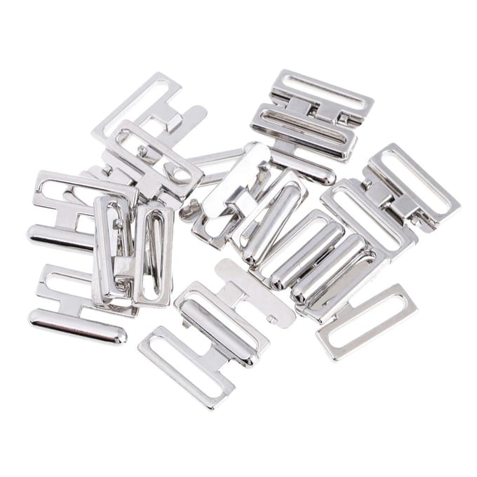10 sets BIKINI CLIPS Haak- en drukknoop Metalen band BH-sluiting Badmode 9,5 mm 19mm