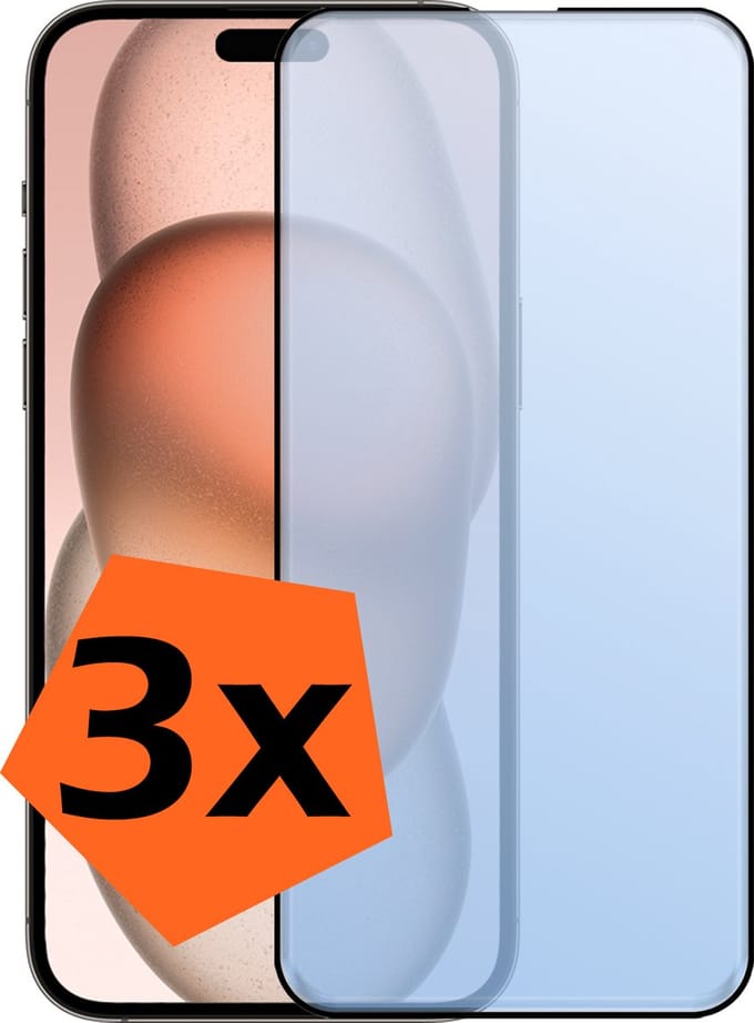 Screenprotector - 3 Stuks - Geschikt voor Apple iPhone 15 Plus - Full Cover - Gehard Glas - Beschermglas - Tempered Glass - Screen Protector