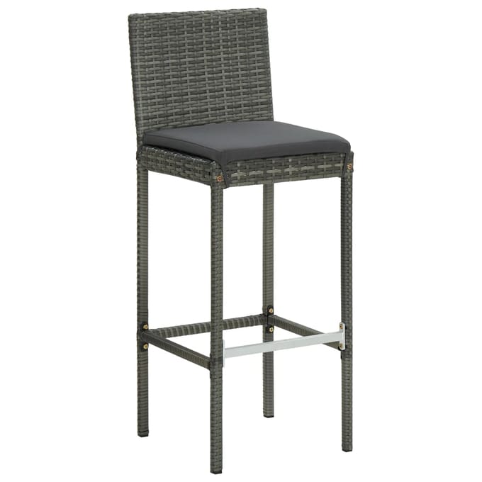 vidaXL - 7-delige - Tuinbarset - met - kussens - poly - rattan - grijs