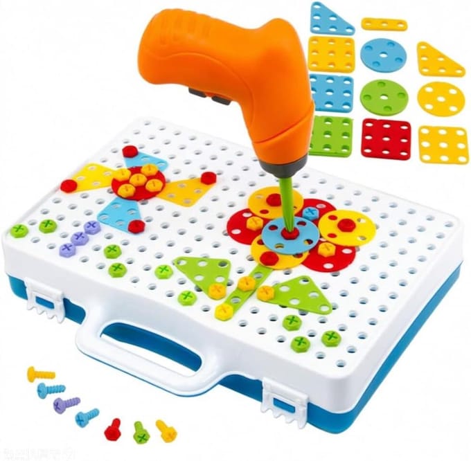 Boormoer Puzzel - Mozaïek Speelgoed - Creatief Bouwen - Veilig Plastic - 30.5 cm - Multicolor