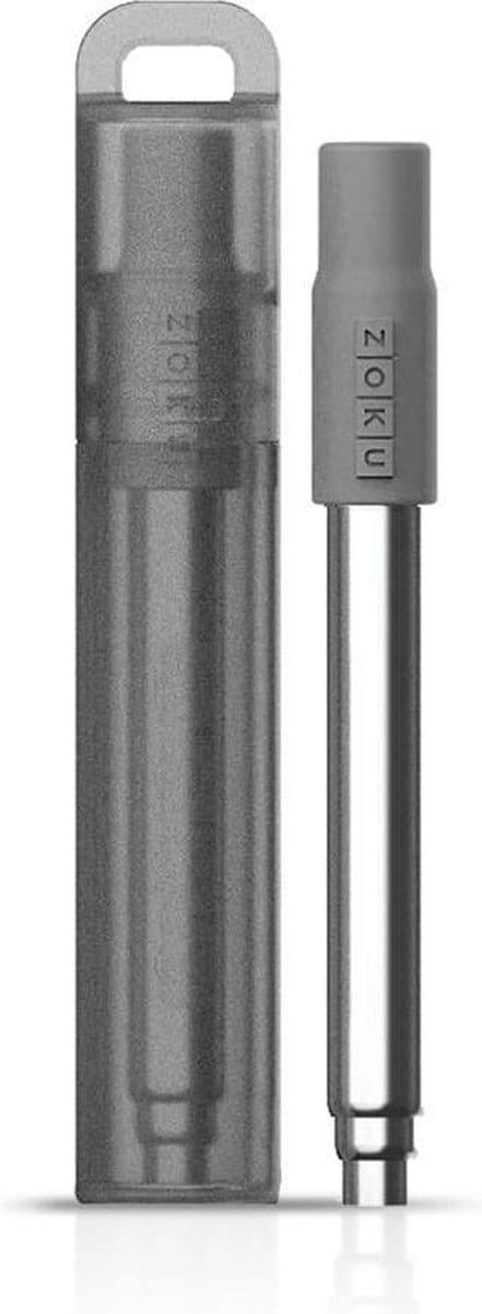 Zoku - Pocket Straw Herbruikbaar Rietje - Roestvast Staal - Grijs