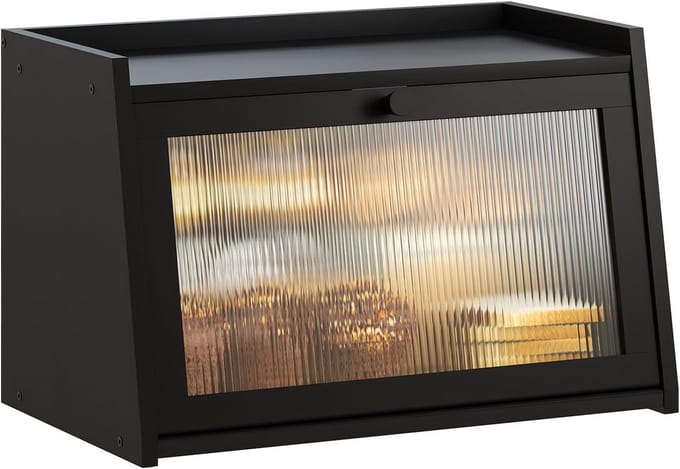 Bamboe brooddoos met venster - ruime broodcontainer voor keuken - zwart
