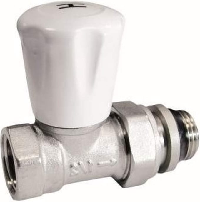 Radiatorconnect manuele radiatorkraan 1/2" binnendraad x 1/2" buitendraad O-ring recht.