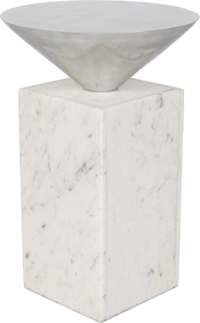 Zuiver Pride Bijzettafel Rond 30 cm Metaal/ Marmer Wit