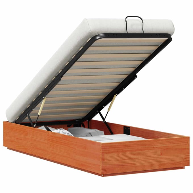 vidaXL - Ottoman - bedframe - met - opbergruimte - Wasbruin - 90 - x - 190 - cm