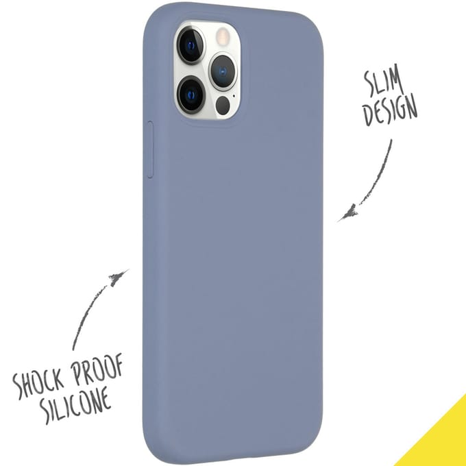 Accezz Hoesje - Geschikt voor Apple iPhone 12 Pro / 12 - Liquid Silicone Backcover - Lavender Gray