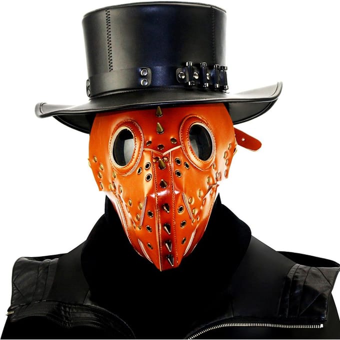 Masque de médecin de la peste à la mode Masque d'oiseau à long bec Steampunk Accessoire de costume de médecin de la peste red