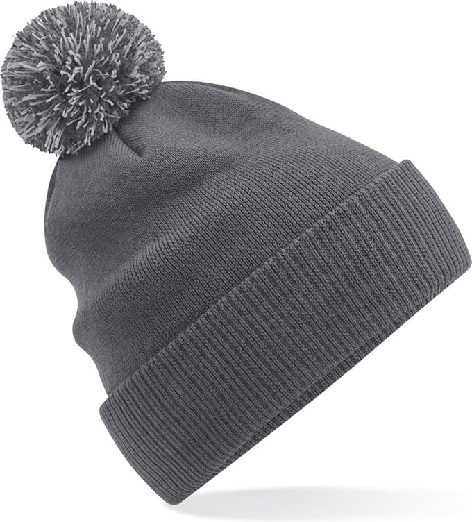 Heren Wintermuts met gekleurde Pompon graphiet grijs 100% polyester