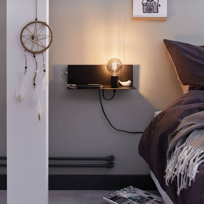 Wandlamp Devara USB C E27 230V max. 40W dimbaar Wit mat