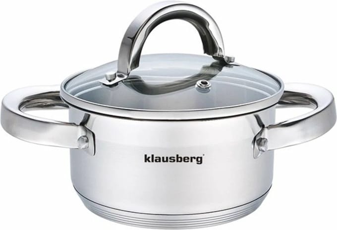 Compacte Kookpan RVS geborsteld met glazen deksel – 0.5L – Ø12cm – cool touch greep