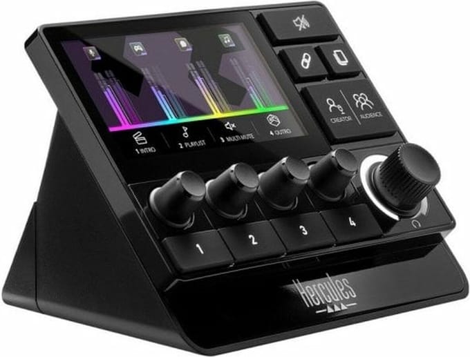 Hercules Stream 200 XLR - Audiocontroller voor Live-streaming - LCD-scherm - 4 VU meters - 8 Tracks - PC