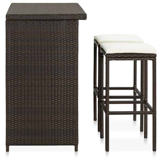 vidaXL - 3-delige - Barset - poly - rattan - bruin
