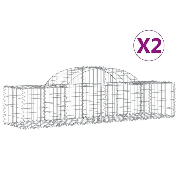 vidaXL - Schanskorven - 2 - st - gewelfd - 200x50x40/60 - cm - gegalvaniseerd - ijzer