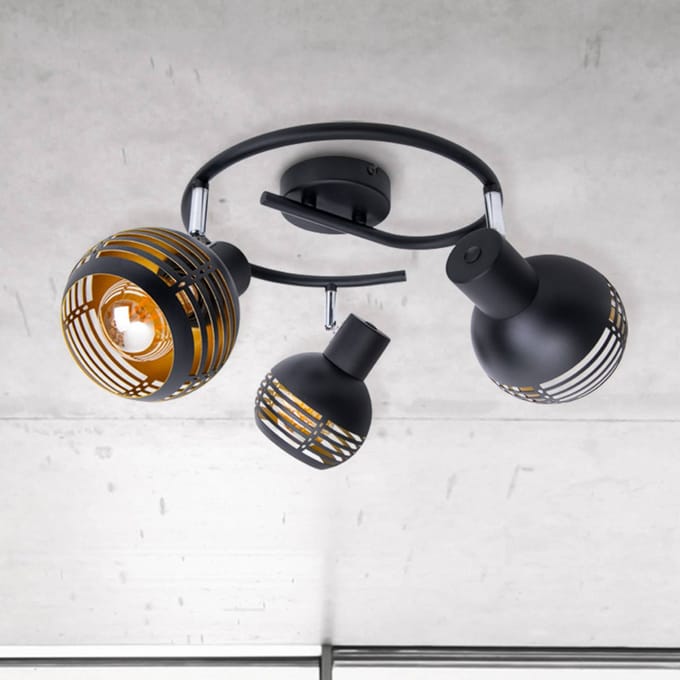 Näve Plafondlamp Casco, 3-lamps, zwart