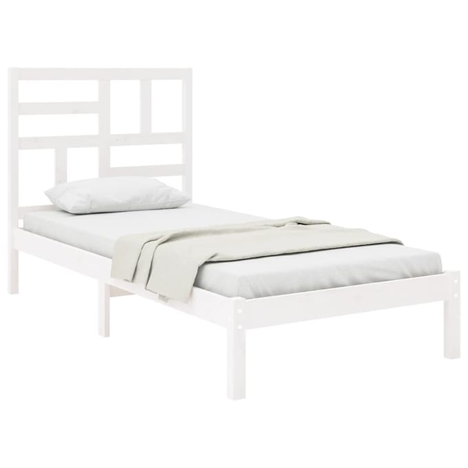 vidaXL - Bedframe - massief - hout - wit - 90x190 - cm