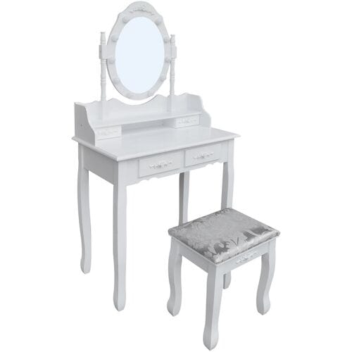 HOME DELUXE Make-up tafel met kruk Rosy (Wit)