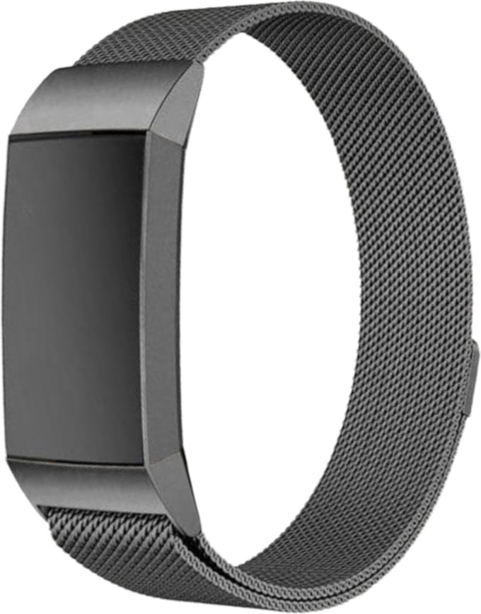123watches milanese band - space gray - ML - Geschikt voor Fitbit Charge 3 & 4