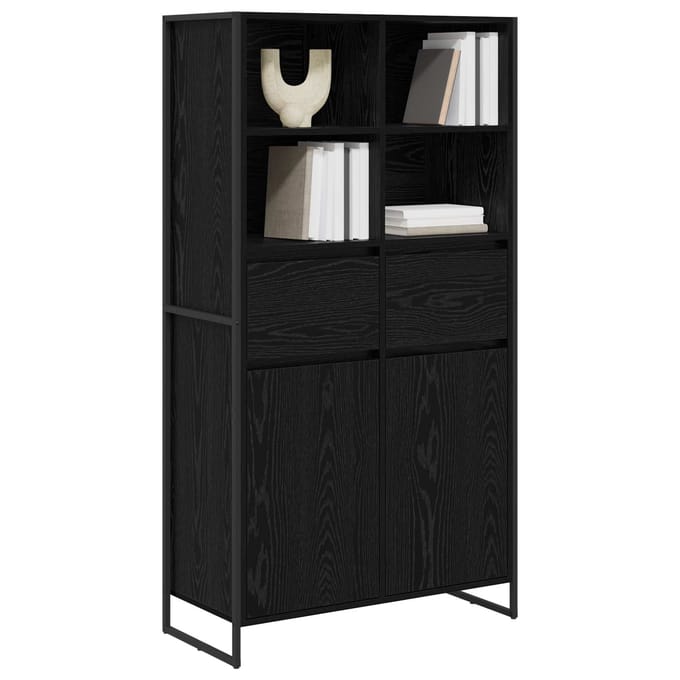vidaXL - Dressoir - Zwart - Eiken - 81 - x - 36 - x - 150.5 - cm - Bewerkt - hout
