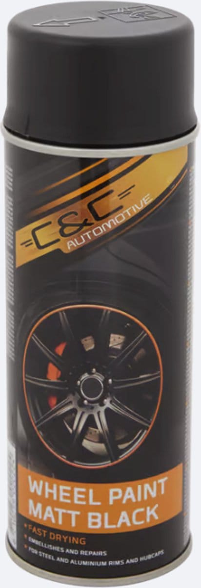 C&C Velgen spuitverf - Mat Zwart - Velgverf - 400 ml