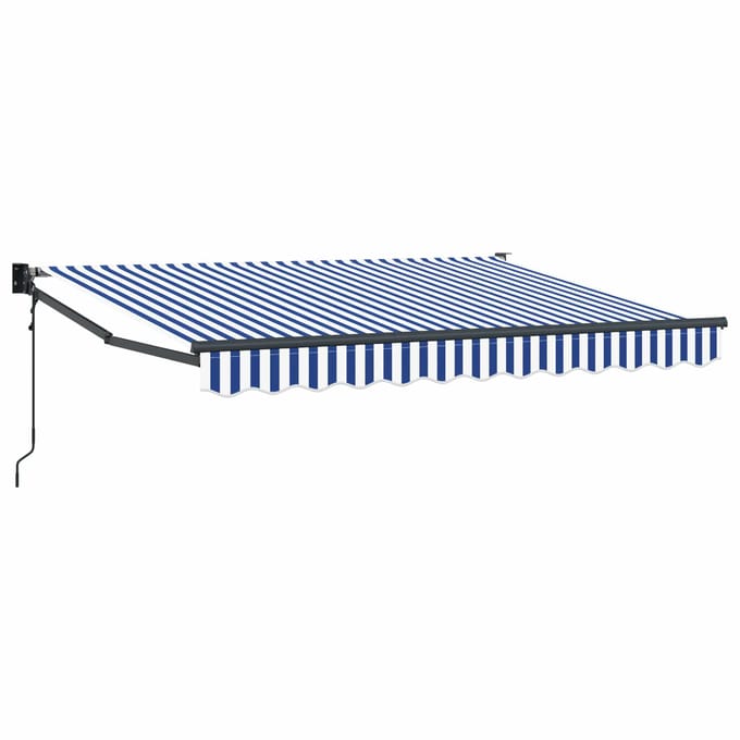 vidaXL - Uitschuifbare - luifel - Blauw - en - Wit - 3,5 - x - 2 - m - Polyester - en - Metaal