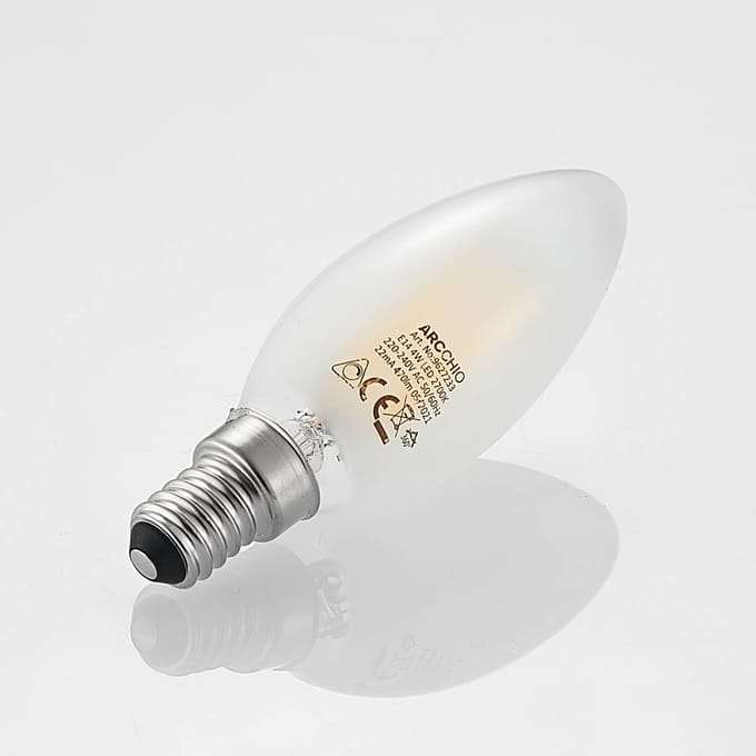 Arcchio LED-kaarslamp E14, 4 W, mat, 2.700 K, dimbaar