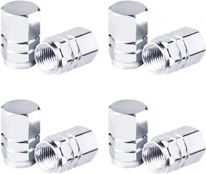 Set van 8 Aluminium Ventieldoppen voor Auto en Motor - Stofdicht en Duurzaam (Zilver)