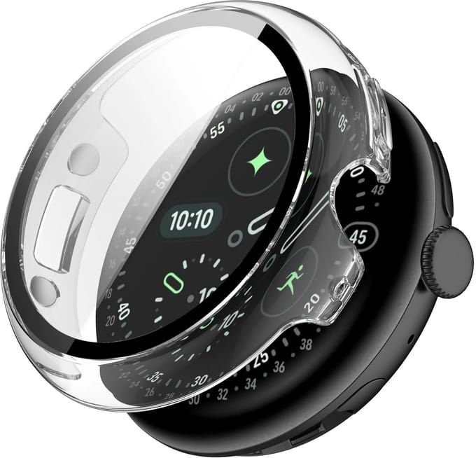 Strap-it Hard case met Glas geschikt voor Google Pixel Watch 5 - 45mm & Pixel Watch 4 - 45mm - Stevige screen protector cover - Optimale bescherming voor je smartwatch - Transparant