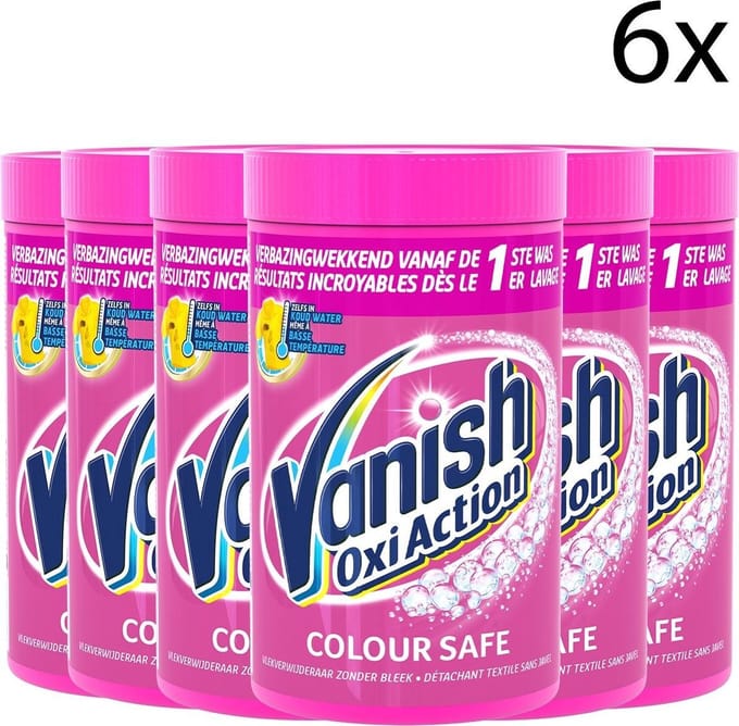 Vanish Oxi Action Colour Safe Base Poeder - Voor Witte en Gekleurde Was - 1,5kg x6
