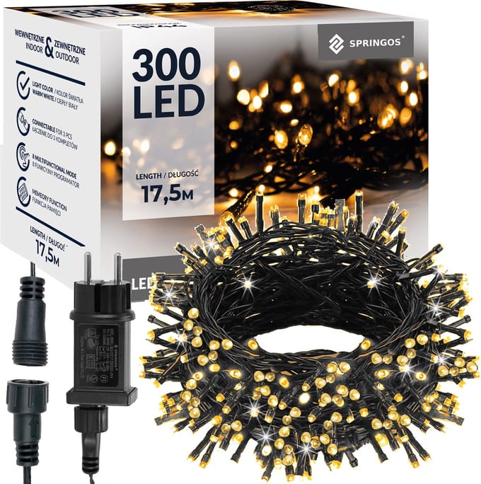 Springos Kerstverlichting | 15 m | 300 LED | Warm Wit