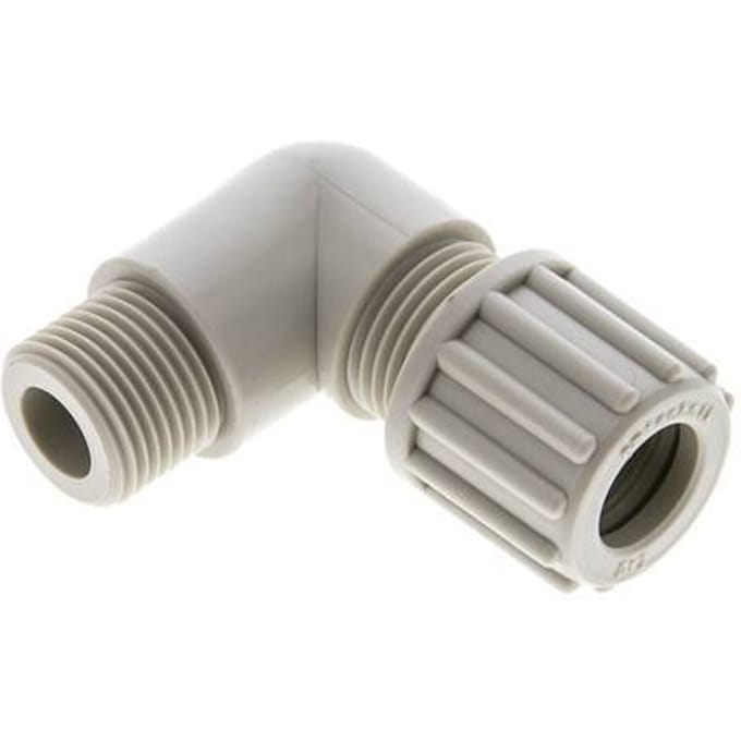 12x10mm & G3/8'' PP L-Vorm Knelfitting Buitendraad 10bar