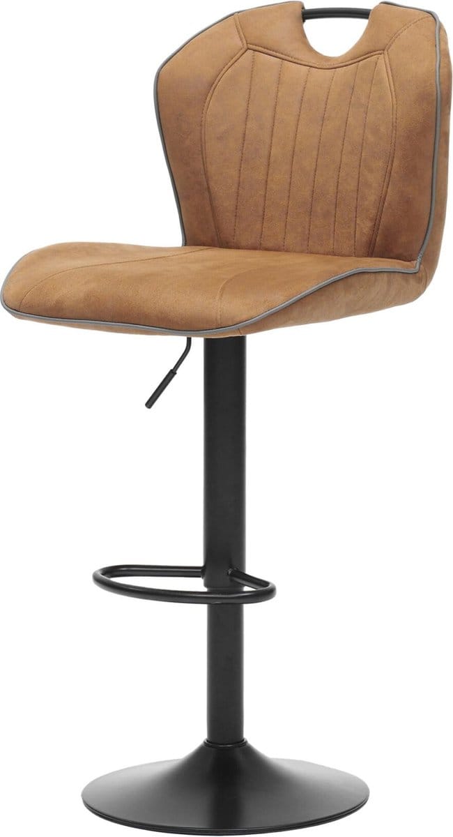 Barkruk Duuk Cognac - Polyester - Set van 2 - Geschikt voor kookeiland - Ja - In hoogte verstelbaar - Zithoogte 61.5 - 81.5 cm