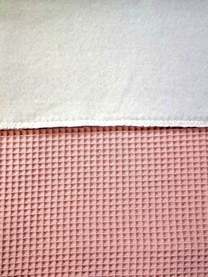 Oogappel Wafelstof & Zachte Katoen Fleece Wiegdeken 75x100 cm-Nude-Roze