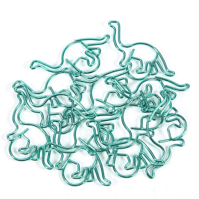 12 Stuks Clip Dinosaurusvormig Kleurgecoat Multifunctioneel Verdikt Paperclip 3x3cm blue