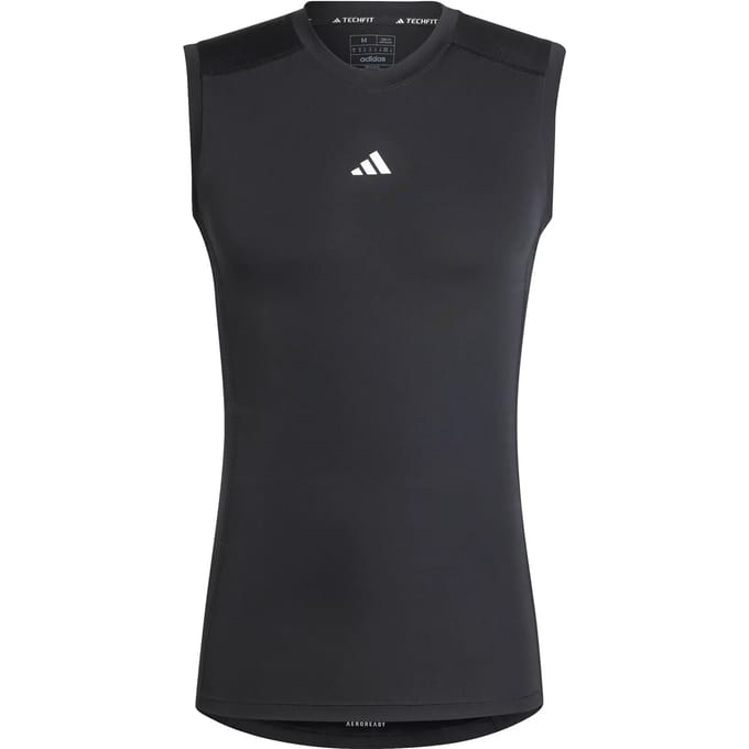 Adidas Performance Techfit Compression Training Mouwloos Shirt - Heren - Zwart