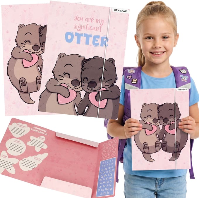 Otter Schoolmap met elastiek A4 voor meisjes, voor documenten, tekeningen, leermateriaal